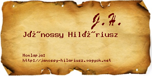 Jánossy Hiláriusz névjegykártya